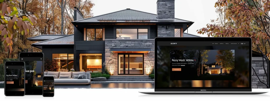 a sleek and modern roofing website layout displayed on various devices, featuring quality images, easy navigation, clear calls to action, and client testimonials.