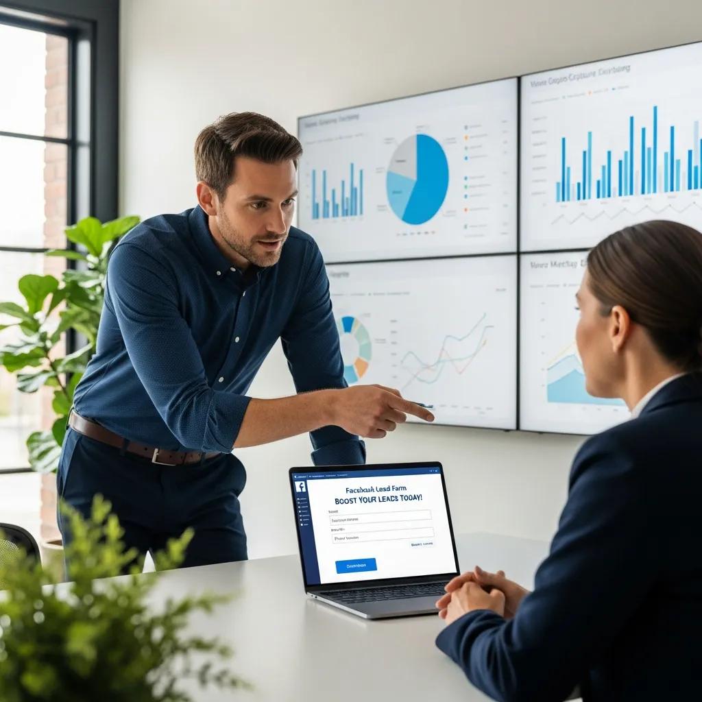 Contractor explaining lead capture strategies to a client in an office