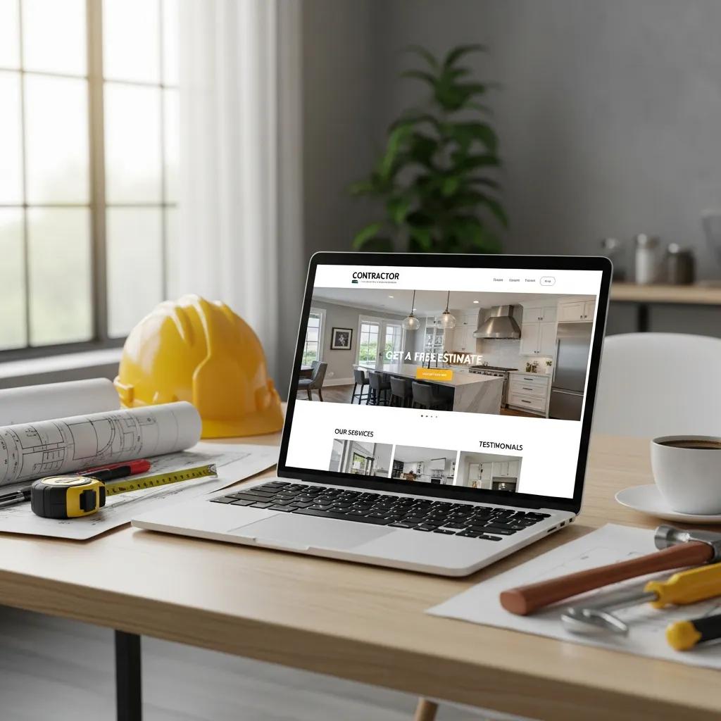 Contractor website on a laptop screen highlighting effective lead generation strategies